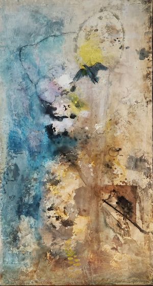 Carmen T.'s painting featuring a bird, reviewed by coach Elmira Solo