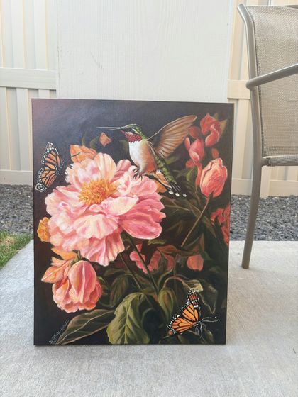 Brittney K.'s hummingbird botanical painting