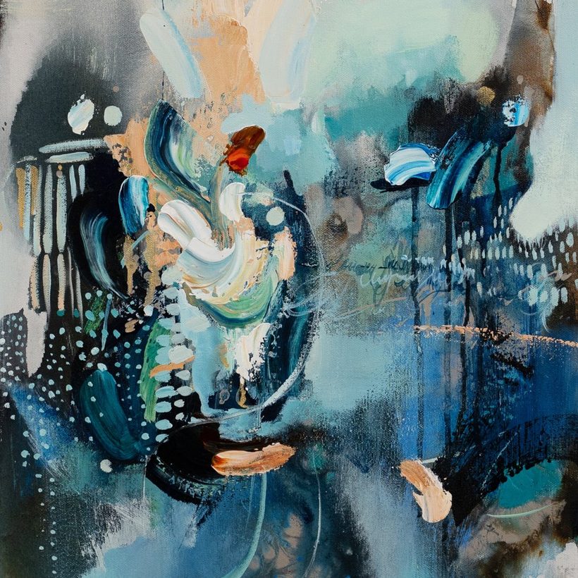 A vibrant acrylic abstract painting built from instinct and color, the final project